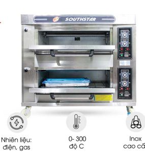 Lò nướng bánh 2 tầng 4 khay gas